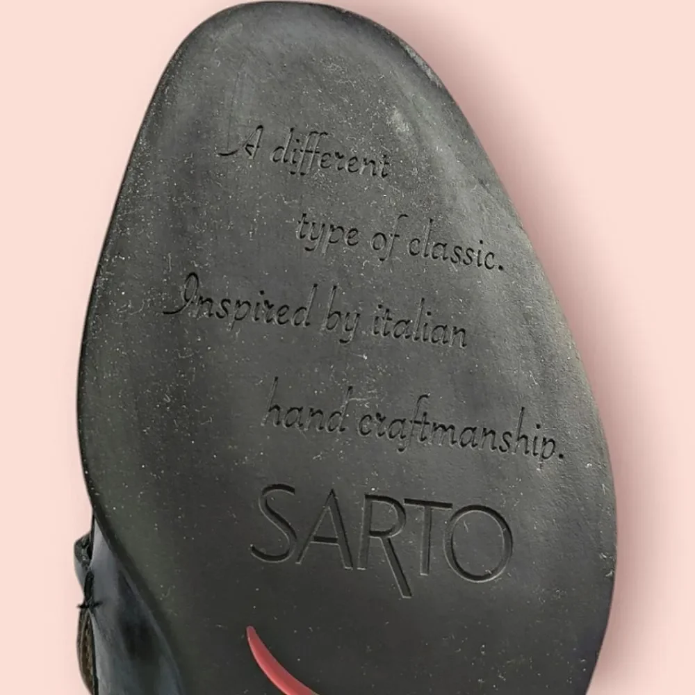 SARTO Black Leather Horsebit Accent Cushioned Loafers size 40 10M